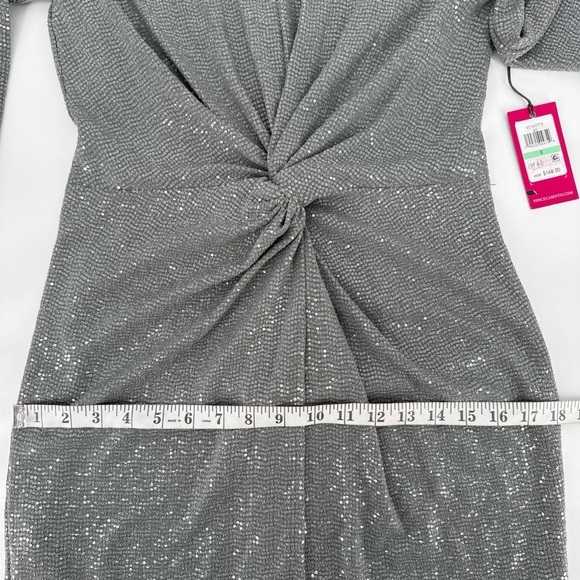 Vince Camuto Womens Size 8 Gray Sequin Long Sleeve Sheath Cocktail Dress New - Picture 12 of 13